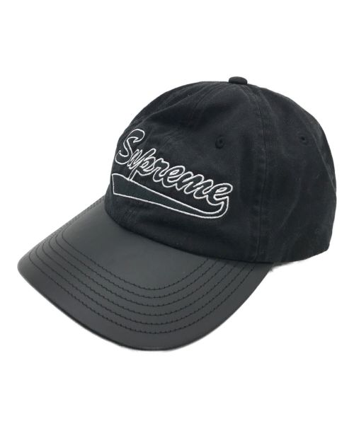 SUPREME（シュプリーム）Supreme (シュプリーム) Supreme Leather Visor 6-Panel ブラックの古着・服飾アイテム