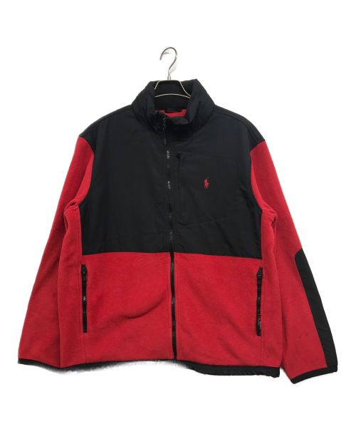 POLO RALPH LAUREN（ポロ・ラルフローレン）POLO RALPH LAUREN (ポロ・ラルフローレン) フリース切替ジャケット レッド×ブラック サイズ:Ｌの古着・服飾アイテム