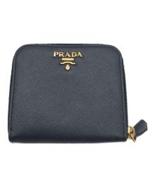 PRADA（プラダ）の古着「サフィアーノラウンドファスナーウォレット」｜ネイビー