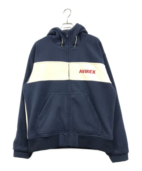 AVIREX（アヴィレックス）AVIREX (アヴィレックス) 2TONE BIG FLEECE PARKA ネイビー×ホワイト サイズ:Ⅼの古着・服飾アイテム