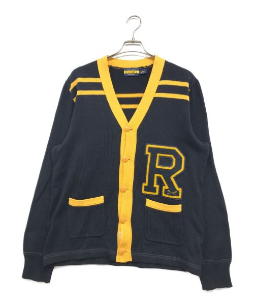 Rugby Ralph Lauren（ラグビーラルフローレン）Rugby Ralph Lauren (ラグビーラルフローレン) レタードカーディガン ネイビー×イエロー サイズ:Ⅼの古着・服飾アイテム