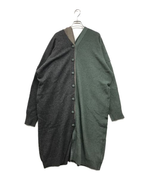 LIMI feu（リミフゥ）LIMI feu (リミフゥ) 3 PANELS LONG COAT CARDIGAN グレー×グリーン サイズ:2の古着・服飾アイテム