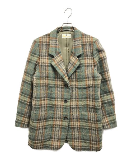 Aquascutum（アクアスキュータム）Aquascutum (アクアスキュータム) ウールテーラードジャケット ベージュ×グリーン サイズ:不明の古着・服飾アイテム