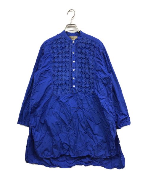 VINCENT JALBERT（ヴィンセント ジャルバート）VINCENT JALBERT (ヴィンセント ジャルバート) PLASTRON LACE SHIRT ブルー サイズ:なしの古着・服飾アイテム