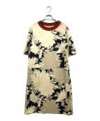 DRIES VAN NOTENドリスヴァンノッテン）の古着「Floral Printed T-shirt Dress」｜ブラック×ベージュ