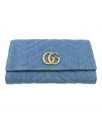 GUCCIグッチ）の古着「GGマーモント コンチネンタルウォレット デニム」｜ブルー