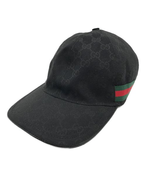 GUCCI（グッチ）GUCCI (グッチ) GGキャンバス ベースボール キャップ ブラック サイズ:Lの古着・服飾アイテム