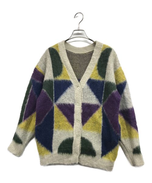 Ameri（アメリ）AMERI (アメリ) COLOR BLOCK OVER KNIT CARDIGAN パープル×グリーン サイズ:なしの古着・服飾アイテム