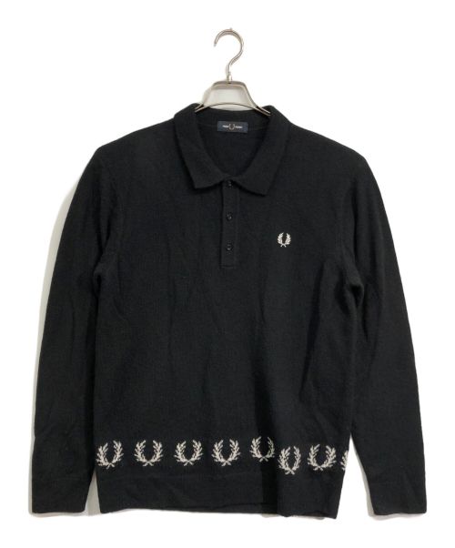 FRED PERRY（フレッドペリー）FRED PERRY (フレッドペリー) ラナウールニットポロシャツ ブラック サイズ:Lの古着・服飾アイテム