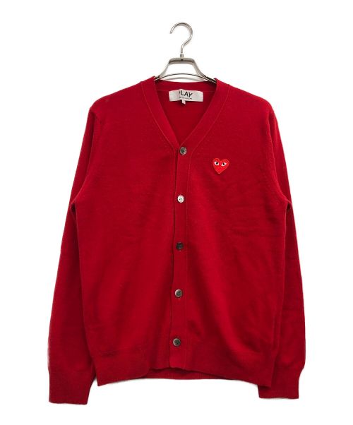 PLAY COMME des GARCONS（プレイ コムデギャルソン）PLAY COMME des GARCONS (プレイ コムデギャルソン) ロゴワッペンカーディガン レッド サイズ:Lの古着・服飾アイテム