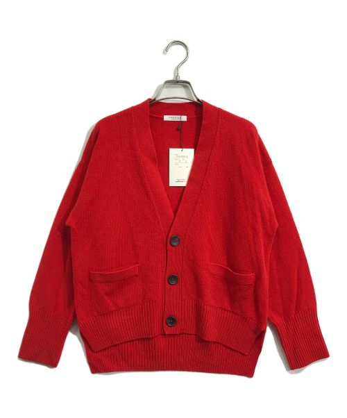 MACPHEE（マカフィ）MACPHEE (マカフィー) NZ LAMB 9G Vネックカーディガン レッド サイズ:Sの古着・服飾アイテム