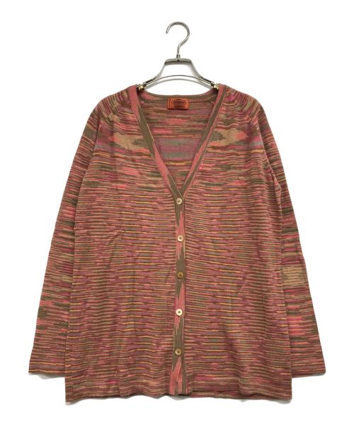 missoni（ミッソーニ）MISSONI (ミッソーニ) カシミヤシルクカーディガン ブラウン×ピンク サイズ:44の古着・服飾アイテム