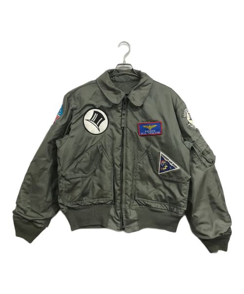 US AIR FORCE（US空軍）US AIR FORCE (US空軍) カスタムフライトジャケット セージグリーン サイズ:Lの古着・服飾アイテム