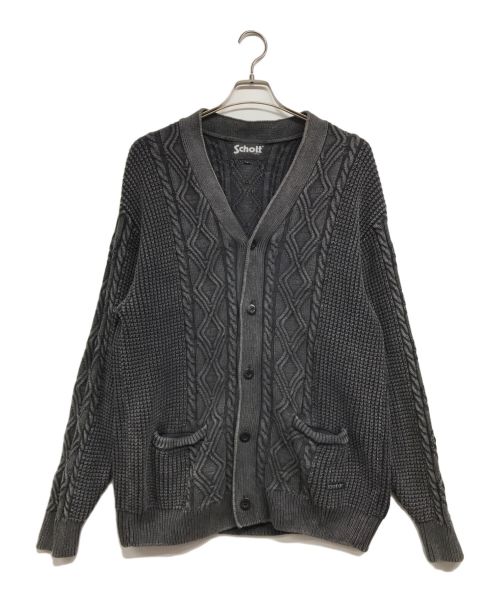 Schott（ショット）Schott (ショット) DULL COLOR CABLE COTTON CARDIGAN ブラック サイズ:Lの古着・服飾アイテム