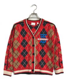 BURBERRY（バーバリー）の古着「アーガイルvネックニットカーディガン」｜レッド