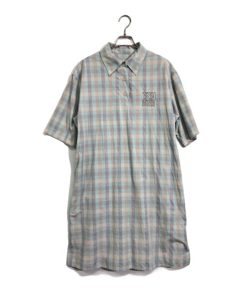 maison kitsune（メゾンキツネ）MAISON KITSUNE (メゾンキツネ) ブロックチェックワンピース ブルー サイズ:36の古着・服飾アイテム