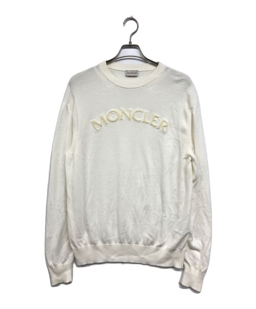 MONCLER（モンクレール）MONCLER (モンクレール) Logo Embossed Cotton Knit ホワイト サイズ:Lの古着・服飾アイテム