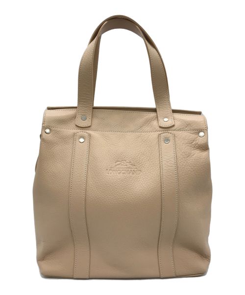 LONGCHAMP（ロンシャン）LONGCHAMP (ロンシャン) レザーハンドバッグ グレージュの古着・服飾アイテム