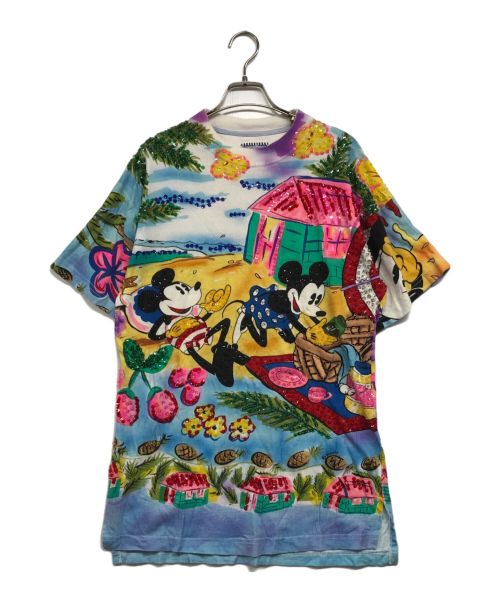 DISNEY（ディズニー）Disney (ディズニー) スパンコールT総柄シャツ マルチカラー サイズ:Mの古着・服飾アイテム