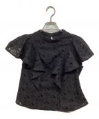 HER LIP TOハーリップトゥ）の古着「Floral Lace Ruffled Top」｜ブラック