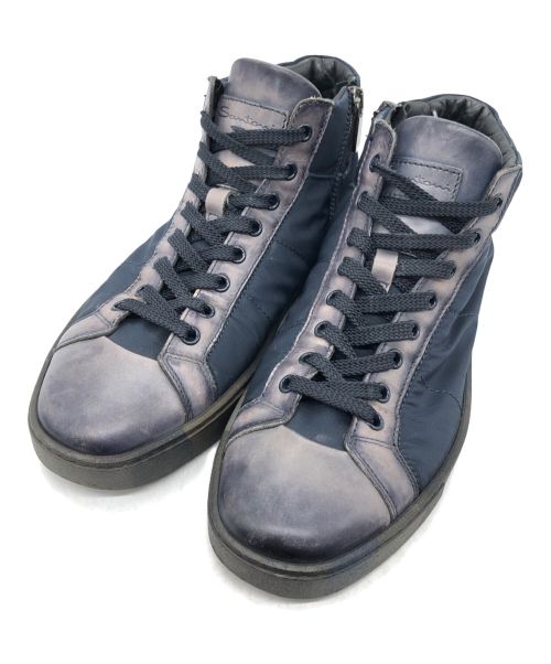 Santoni（サントーニ）Santoni (サントーニ) サイドジップレザーナイロンスニーカー ネイビー サイズ:7　1/2の古着・服飾アイテム