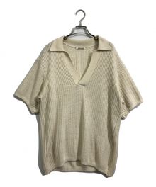 AURALEE（オーラリー）の古着「BRUSHED COTTON WOOL RIB KNIT SKIPPER POLO」｜アイボリー