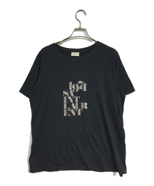 Saint Laurent Paris（サンローランパリ）Saint Laurent Paris (サンローランパリ) 1971ラメプリントTシャツ ブラック サイズ:Sの古着・服飾アイテム