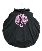 MM6 Maison Margielaエムエムシックス メゾンマルジェラ）の古着「Oversized Cut Off Logo Circle Hoodie」｜ブラック