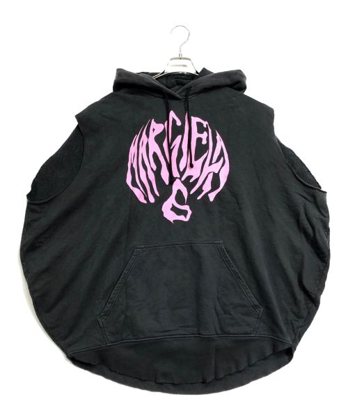 MM6 Maison Margiela（エムエムシックス メゾンマルジェラ）MM6 Maison Margiela (エムエムシックス メゾンマルジェラ) Oversized Cut Off Logo Circle Hoodie ブラック サイズ:Sの古着・服飾アイテム