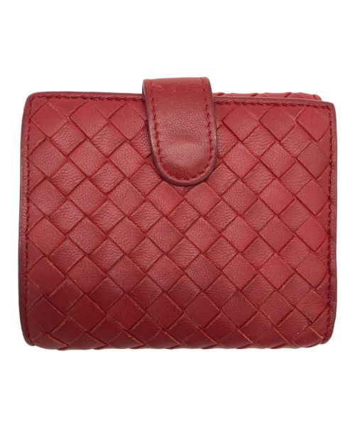 BOTTEGA VENETA（ボッテガベネタ）BOTTEGA VENETA (ボッテガベネタ) イントレチェートコンパクトウォレット レッドの古着・服飾アイテム