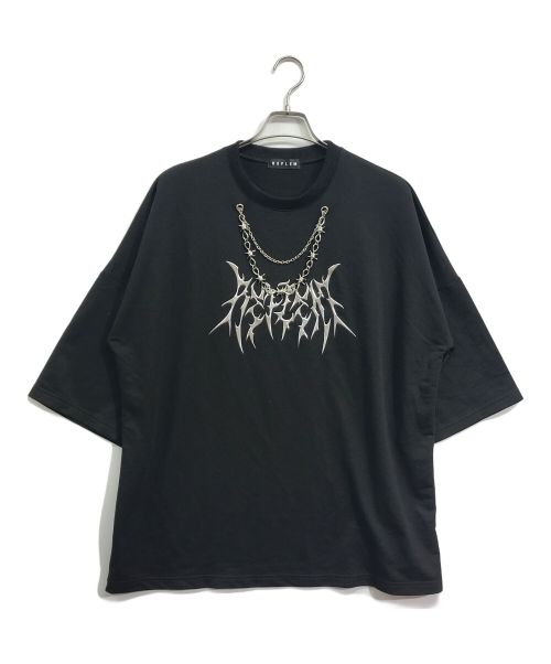 REFLEM（レフレム）reflem (レフレム) チェーン付きTPUメタリックロゴスウェットTシャツ ブラック サイズ:Freeの古着・服飾アイテム