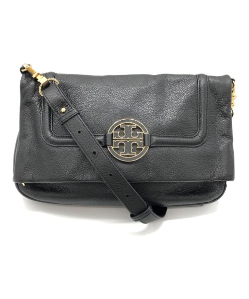 TORY BURCH（トリーバーチ）TORY BURCH (トリーバーチ) レザーフラップショルダーバッグ ブラックの古着・服飾アイテム