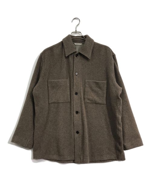 AURALEE（オーラリー）AURALEE (オーラリー) CASHMERE WOOL BRUSHED JERSEY BIG SHIRTS/カシミア　ウール　ブラッシュド　ジャージ　ビッグ　シャツ ブラウン サイズ:4の古着・服飾アイテム