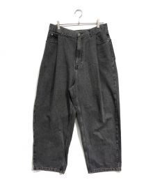 URU（ウル）の古着「COTTON DENIM TUCK PANTS」｜ブラック