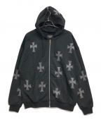 unknownアンノーン）の古着「Rhinestone Cross Zip Hoodie」｜ブラック