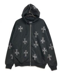 unknown（アンノーン）の古着「Rhinestone Cross Zip Hoodie」｜ブラック