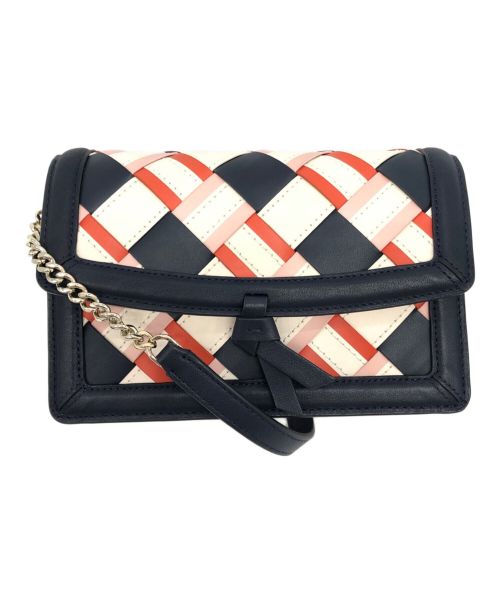 Kate Spade（ケイトスペード）Kate Spade (ケイトスペード) Knott Woven Leather Flap Crossbody ピンクの古着・服飾アイテム