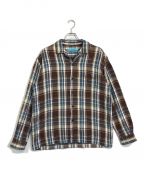 MUZEミューズ）の古着「Cotton twill check Oversized Shirt」｜ブラウン