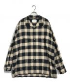 SUGARHILLシュガーヒル）の古着「OMBRE PLAID LOOSE OPEN COLLAR BLOUSE」｜ベージュ×ブラック