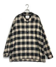 SUGARHILL（シュガーヒル）の古着「OMBRE PLAID LOOSE OPEN COLLAR BLOUSE」｜ベージュ×ブラック