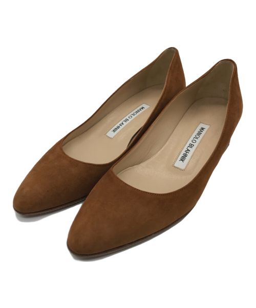 Manolo Blahnik（マノロブラニク）Manolo Blahnik (マノロブラニク) レザーヒールパンプス ブラウン サイズ:34.5の古着・服飾アイテム