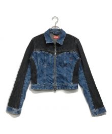 DIESEL（ディーゼル）の古着「DE-SIMMY-HSクロップド デニムジャケット」｜ブラック×インディゴ