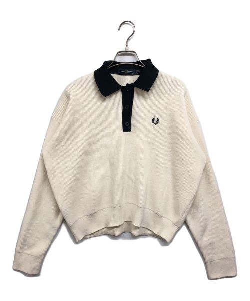 FRED PERRY（フレッドペリー）FRED PERRY (フレッドペリー) ニットポロシャツ ホワイト×ブラック サイズ:Mの古着・服飾アイテム