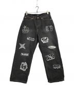 X-LARGEエクストララージ）の古着「PATCHED DENIM PANTS」｜ブラック