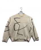 YOKEヨーク）の古着「CONTINUOUS LINE EMBROIDERY SWEATER」｜アイボリー