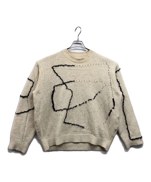 YOKE（ヨーク）YOKE (ヨーク) CONTINUOUS LINE EMBROIDERY SWEATER アイボリー サイズ:2の古着・服飾アイテム