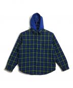 SUPREMEシュプリーム）の古着「TArtan Flannel Hooded Shirt」｜ブルー