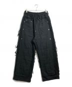 MUZEミューズ）の古着「SWEAT DOCKING DENIM TROUSERS」｜ブラック