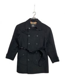 BURBERRY BLACK LABEL（バーバリーブラックレーベル）の古着「裏ノバチェックウールダブルコート」｜ブラック