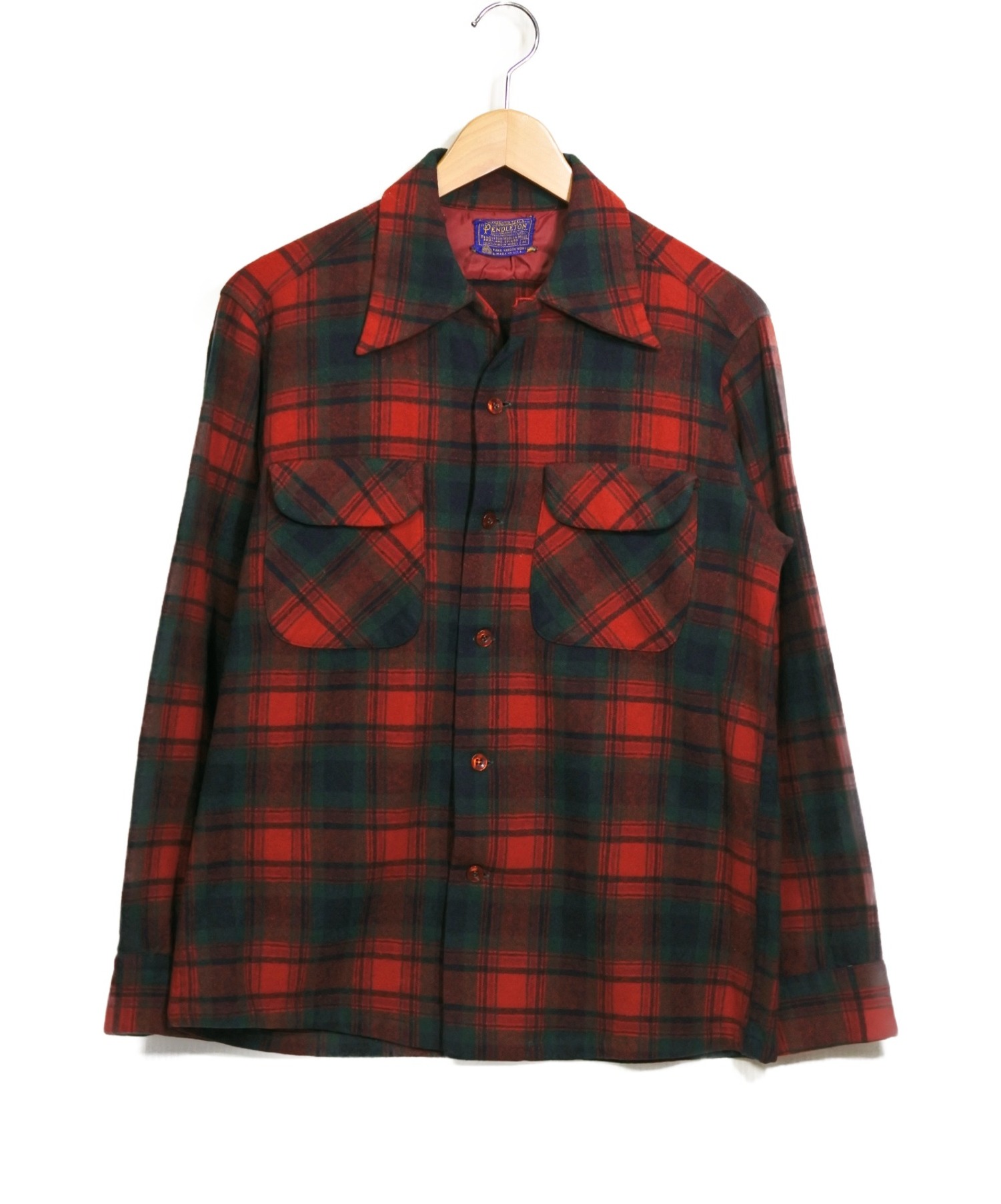 中古 古着通販 Pendleton ペンドルトン 古着 チェックウールシャツ レッド グリーン サイズ M ブランド 古着通販 トレファク公式 Trefac Fashion